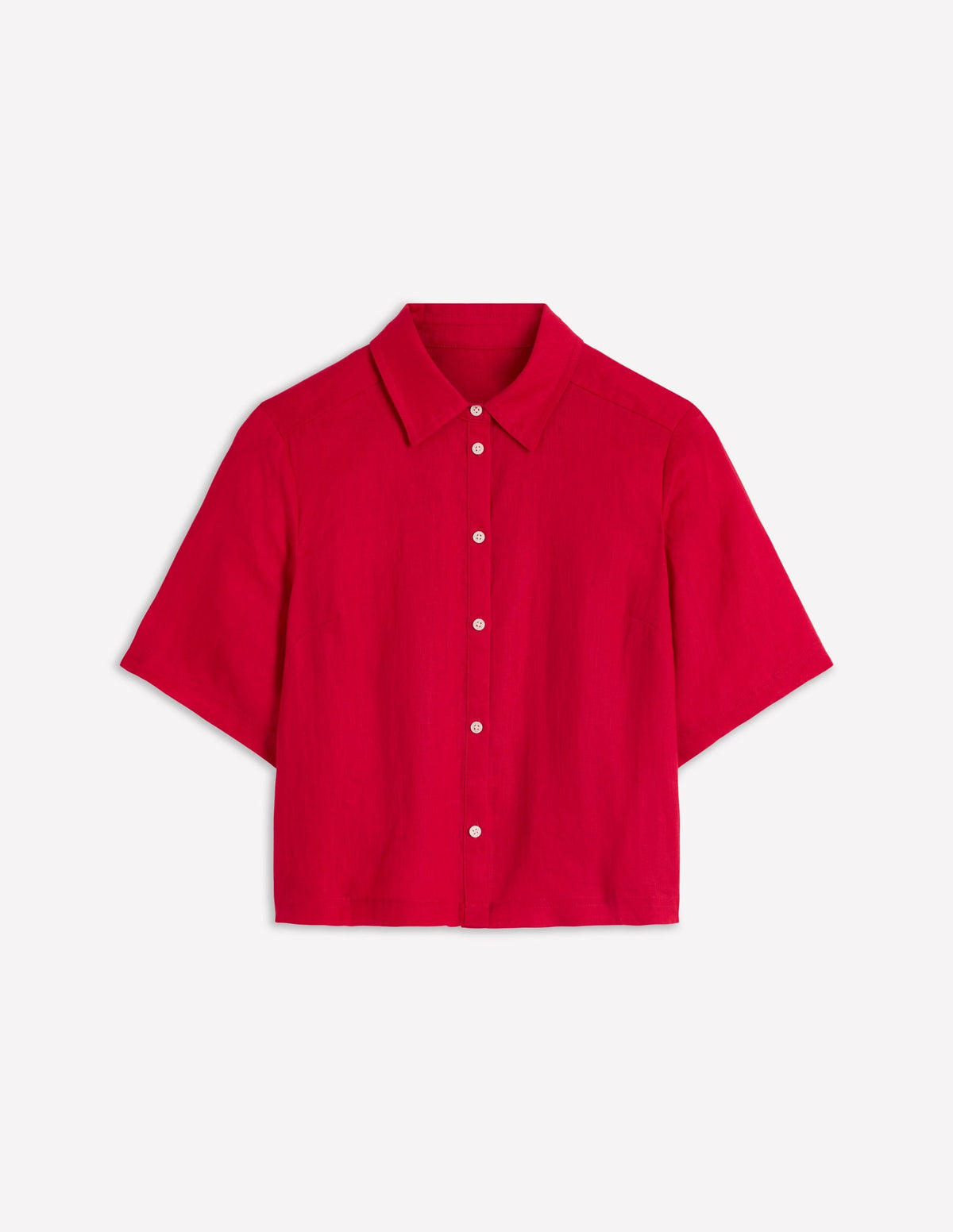 Short Sleeve Linen Shirt-Merida Red