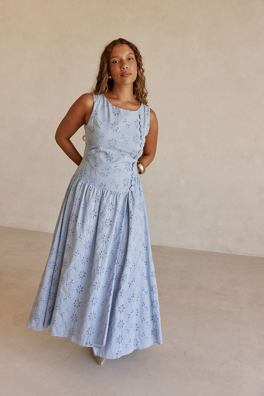 Odessa Dress - Blue Broderie