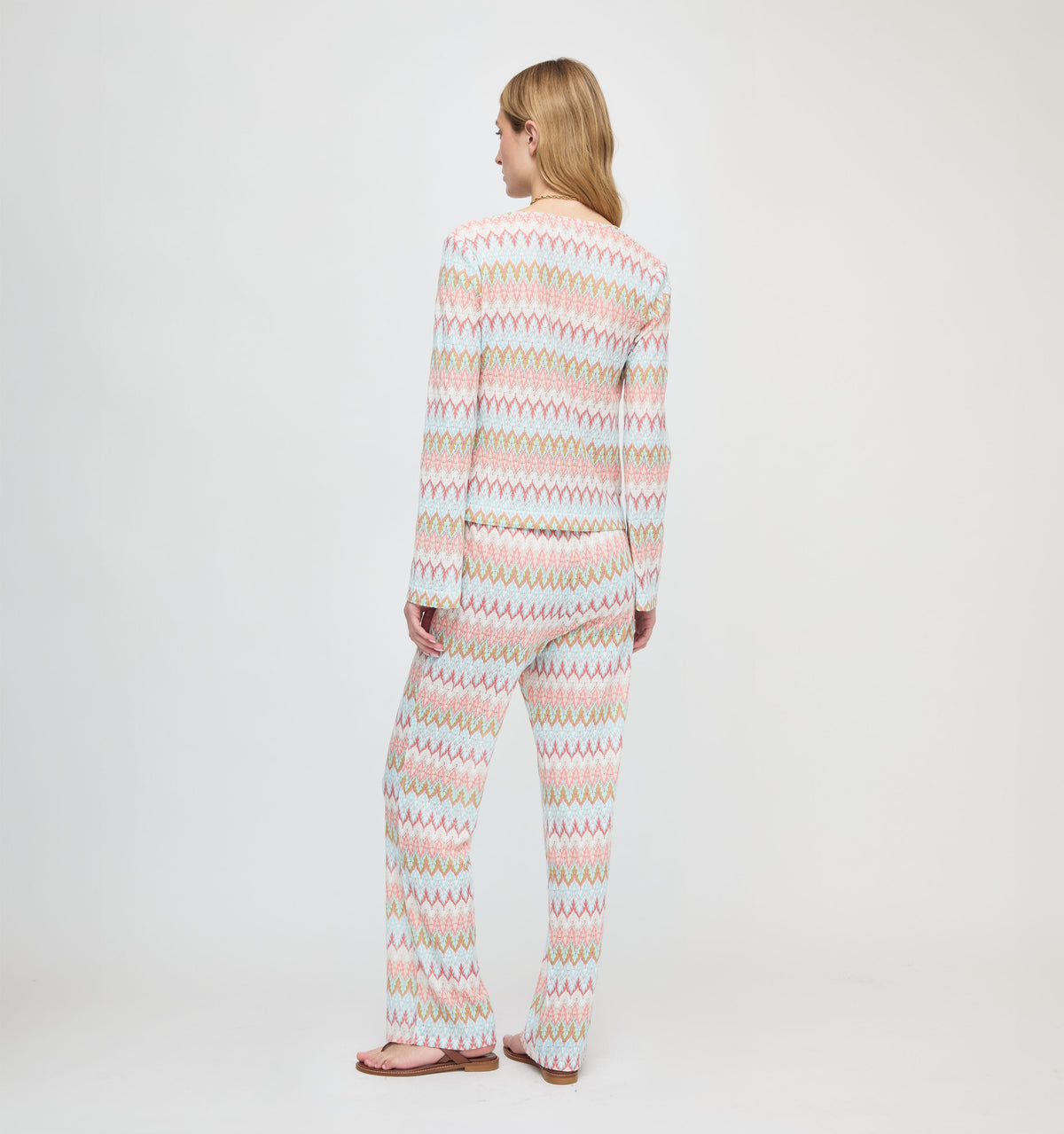The Alden Pant - White Multi Smooth Shimmer Knit