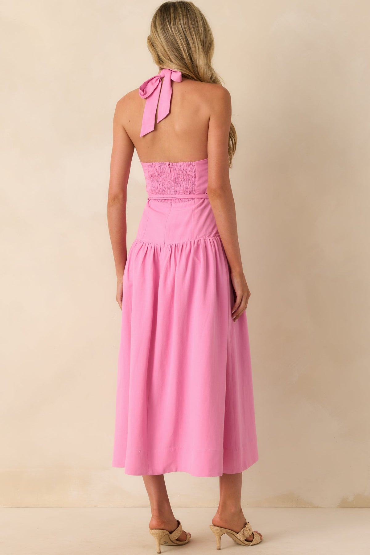 MINKPINK Pink Melody Drop Waist Midi Dress