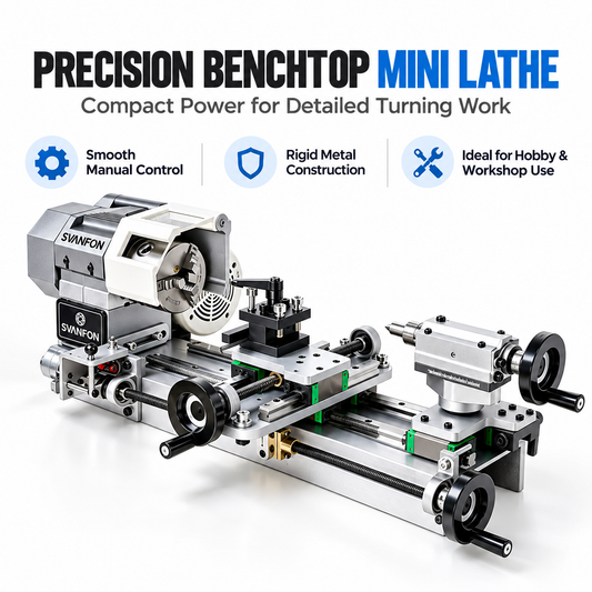 Precision Mini Metal Lathe Machine – 80W Benchtop Lathe with Adjustable Speed, CNC-Machined Components for DIY, Jewelry Making, Watch Repair & Model Building