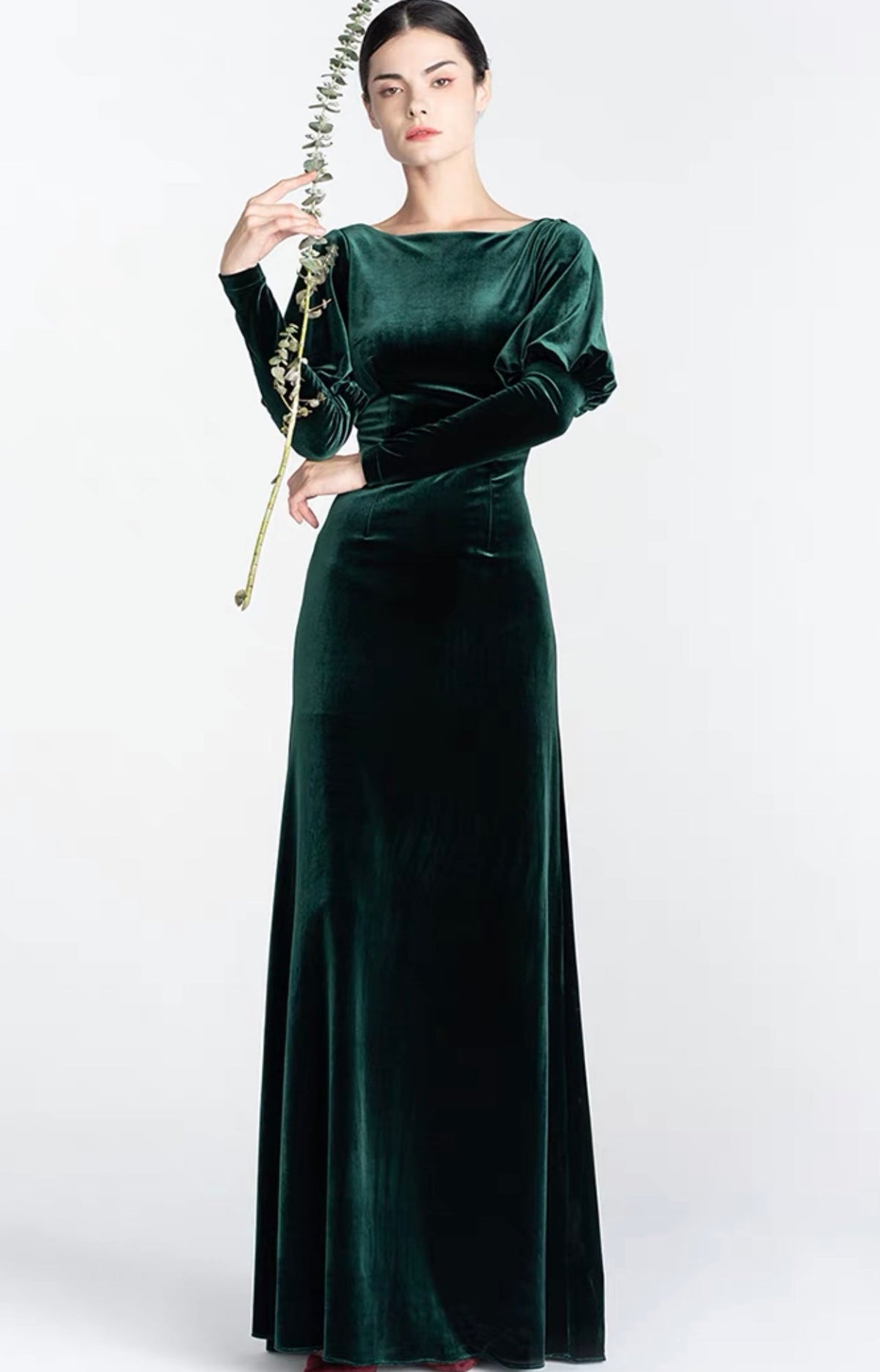 Emerald velvet dress
