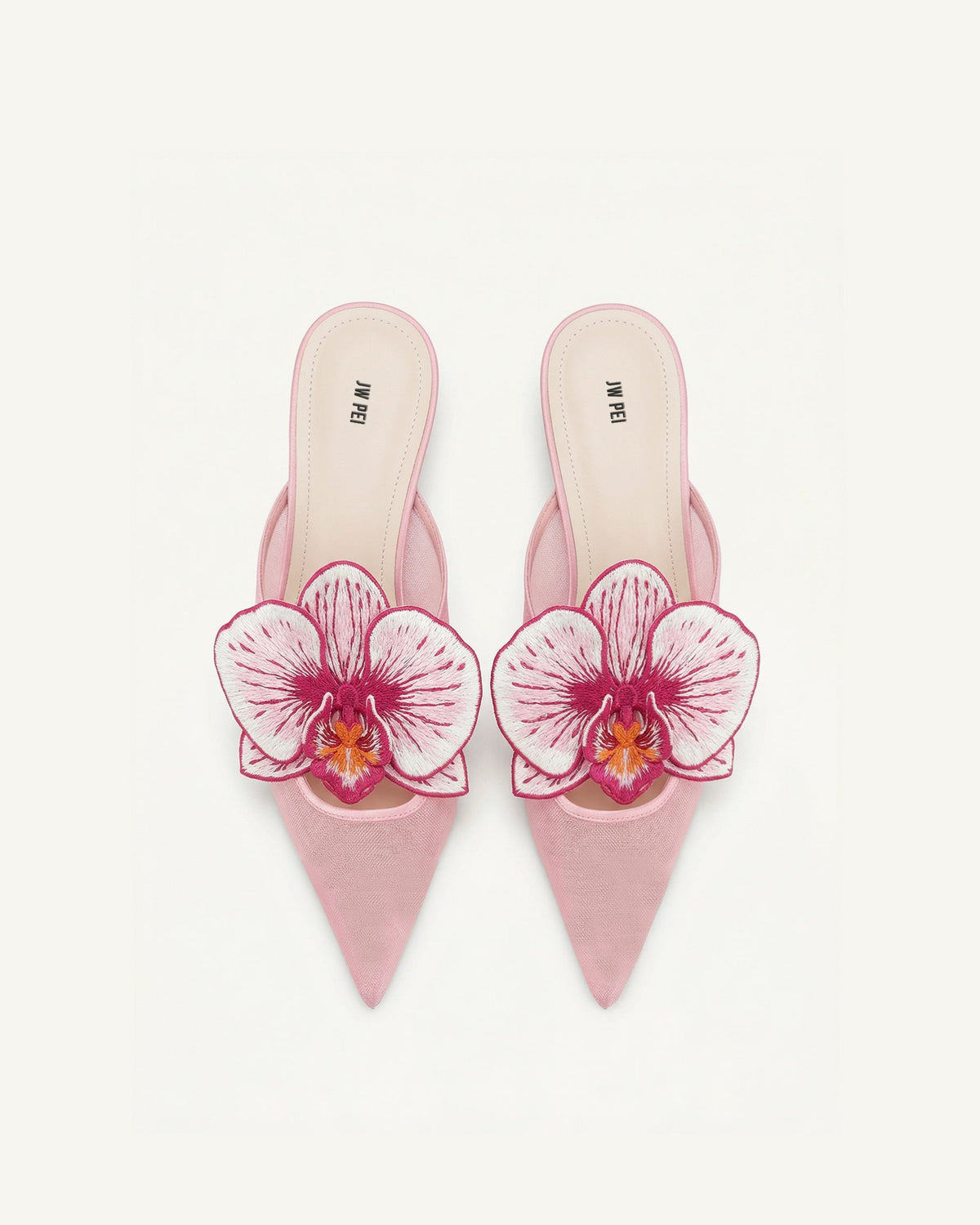 Helena 刺繡裝飾鏤空穆勒鞋 - 粉紅色