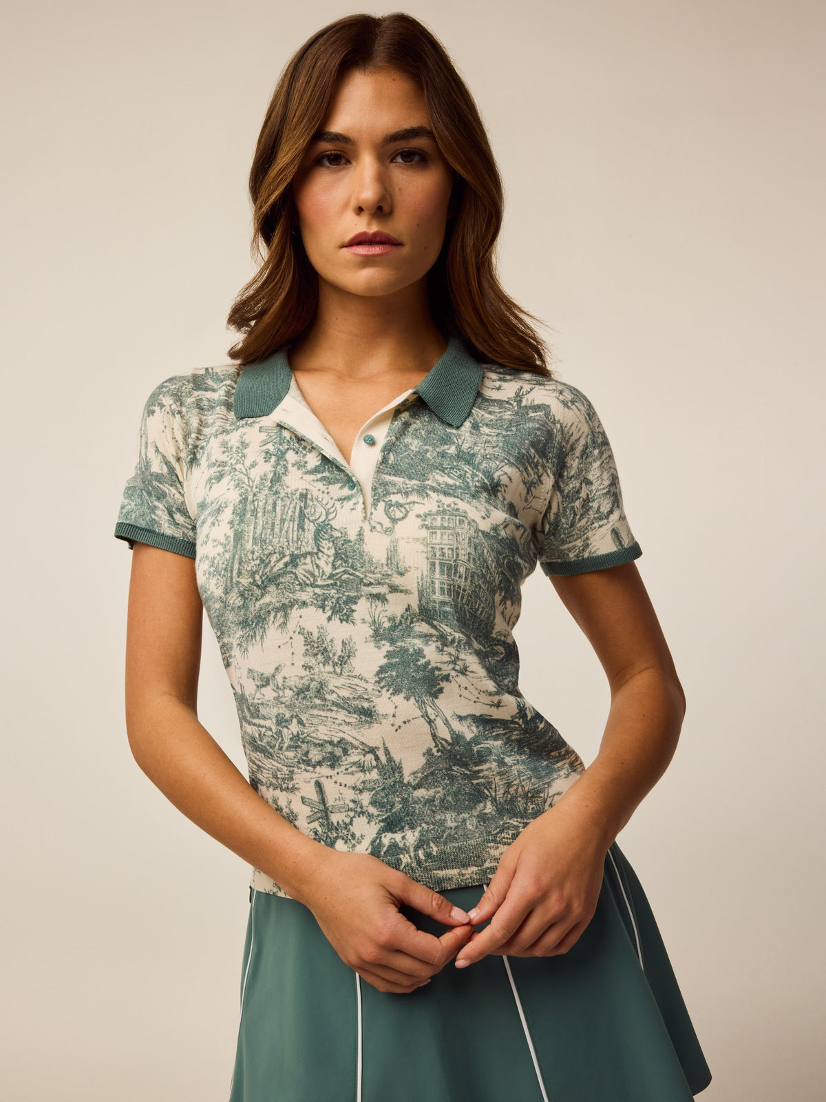 Huntress Toile Leith Merino Short Sleeve Sweater