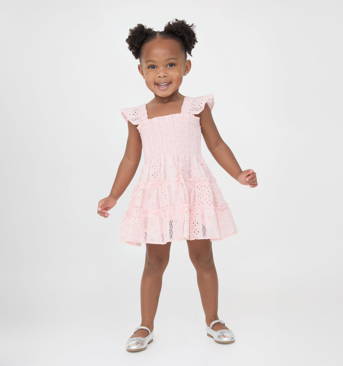 The Tiny Ellie Nap Dress - Pink Broderie Voile