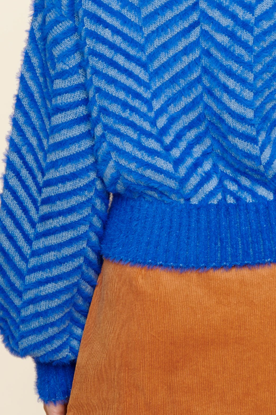 Cheshire Cobalt Eyelash Chevron Sweater
