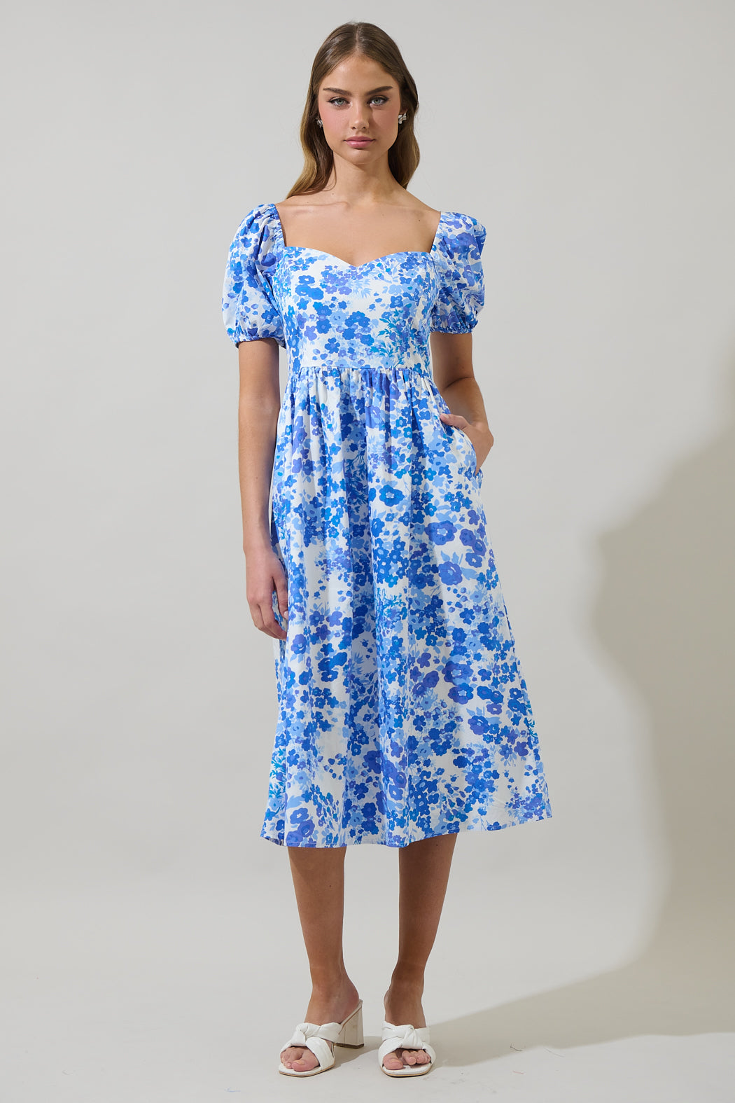 Carli Floral Alessi Puff Sleeve Midi Dress
