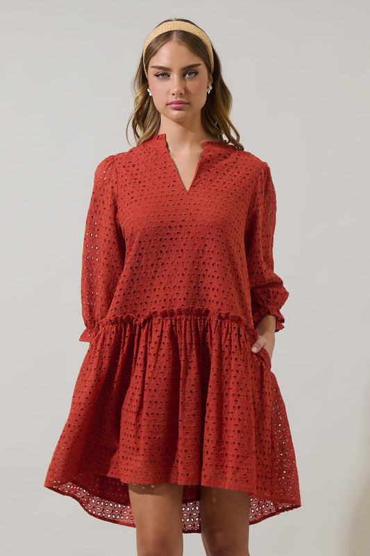 Brooky Eyelet Beryl Trapeze Mini Dress