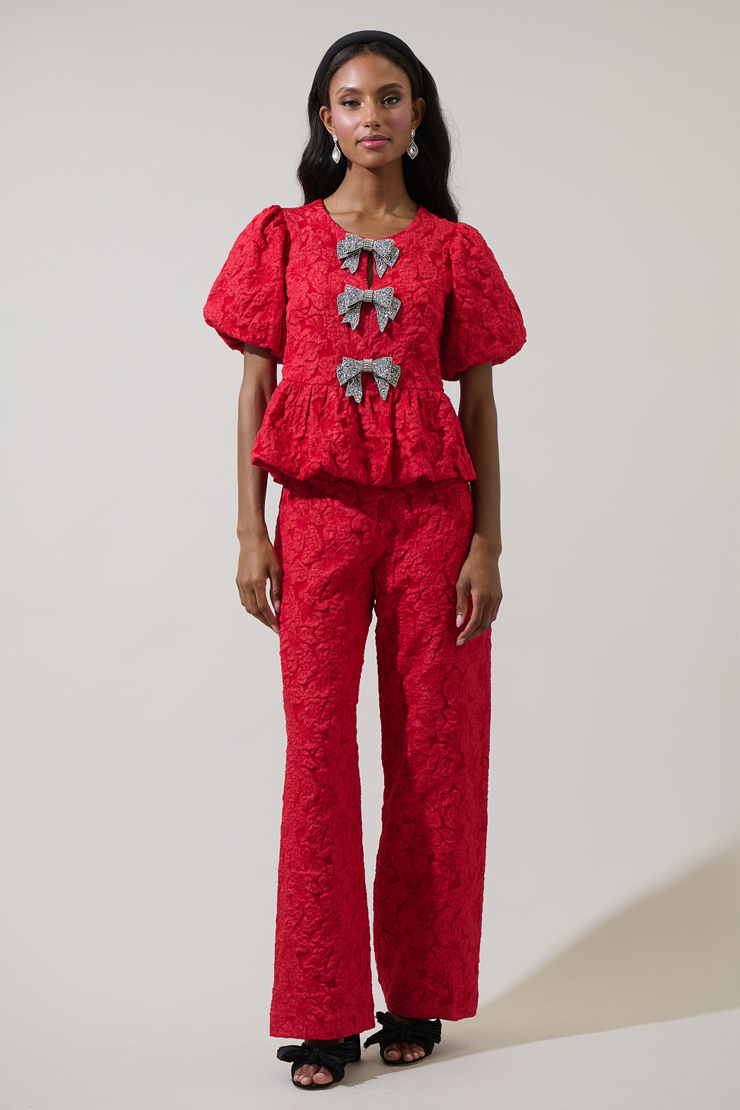 Arielle Jacquard Bern Wide Leg Pants