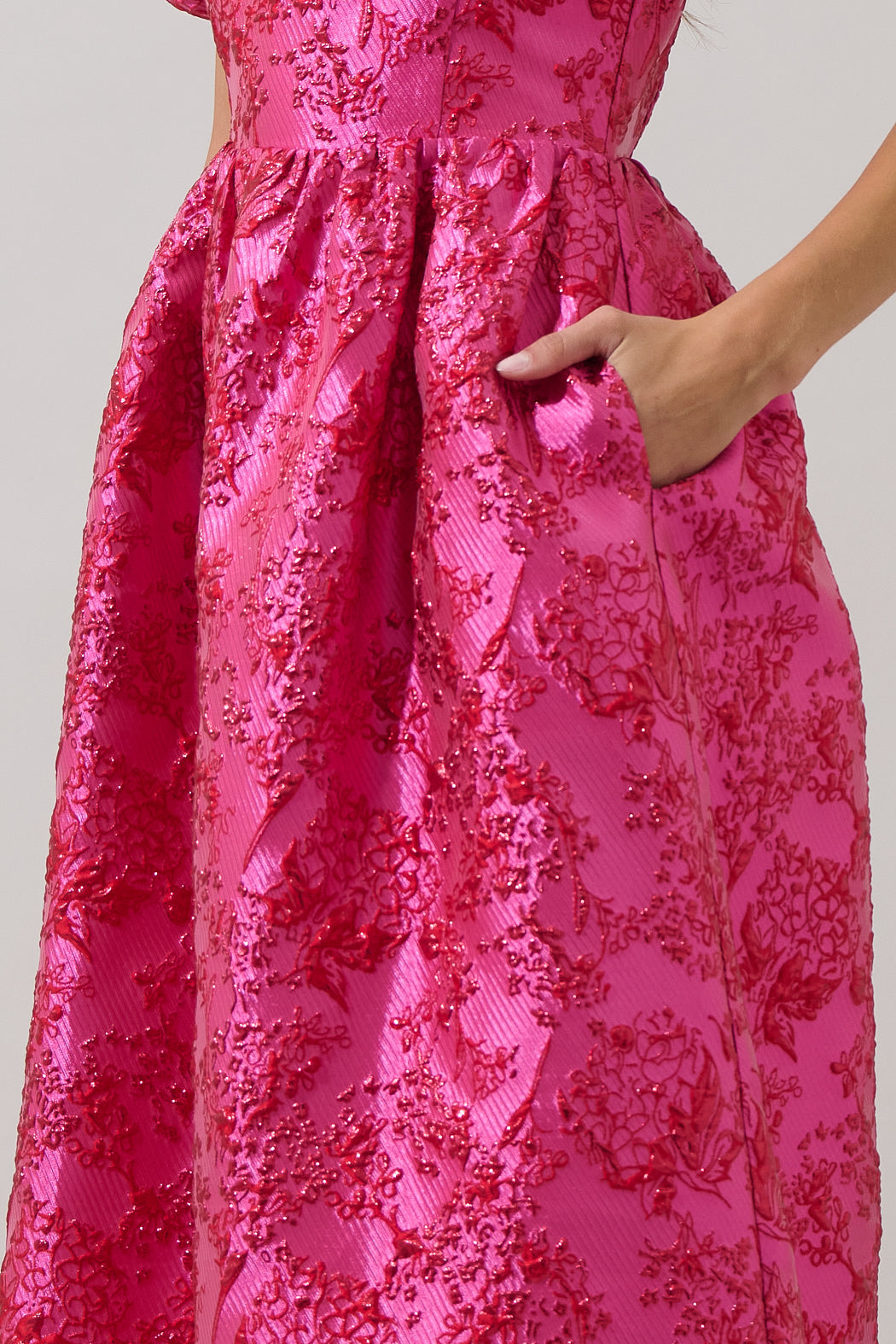 Danica Jacquard Alessi Puff Sleeve Midi Dress