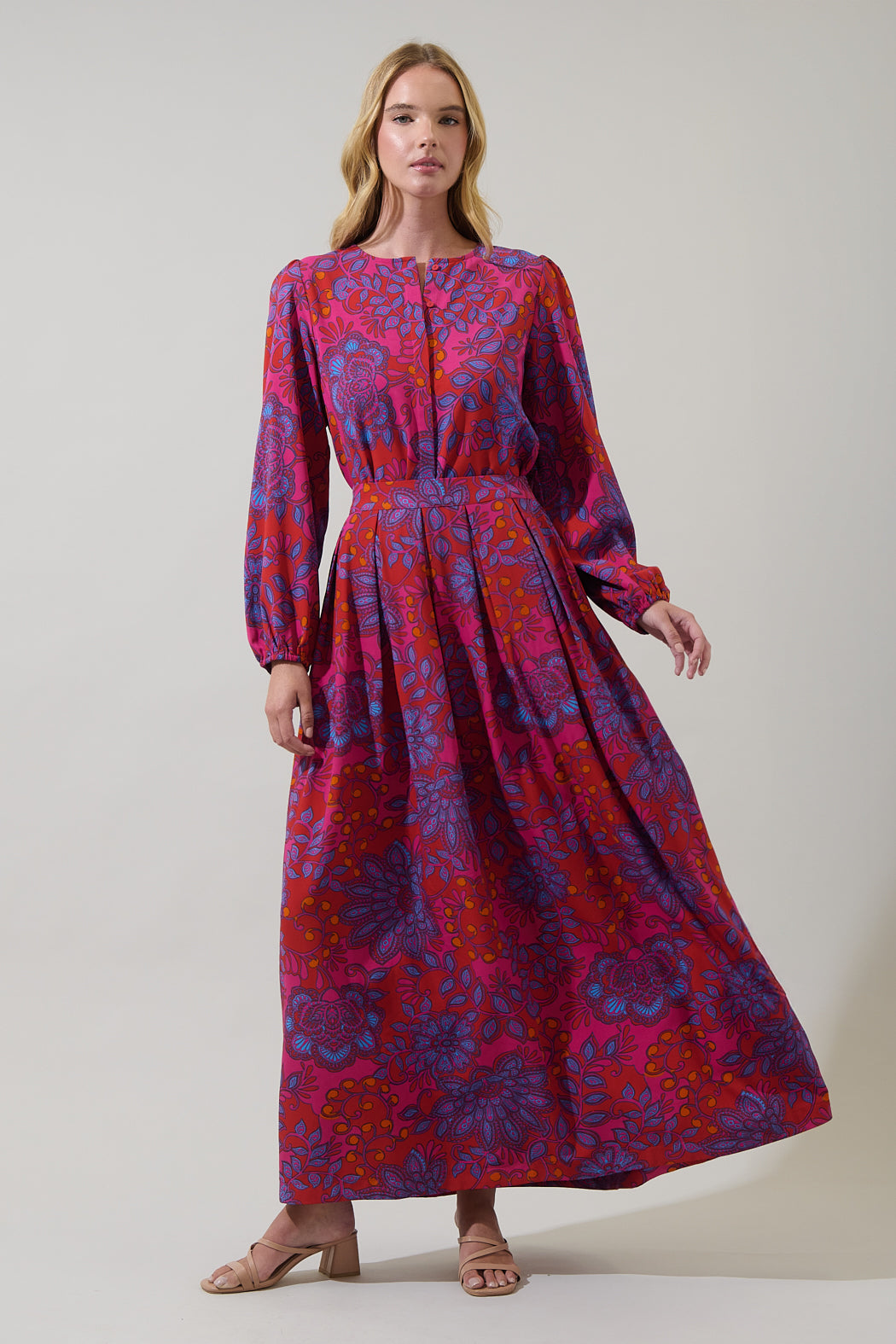 Darret Floral Lucie Pleated Maxi Skirt