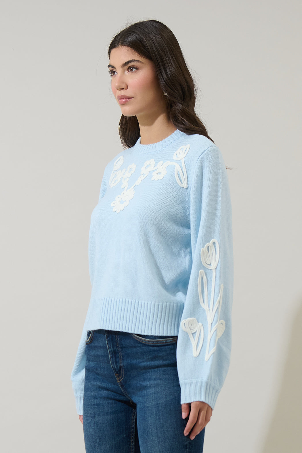 Celestial Floral Embroidered Sweater