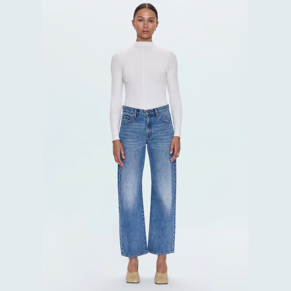 PISTOLA Lexi Mid Rise Bowed Straight Women's Jeans