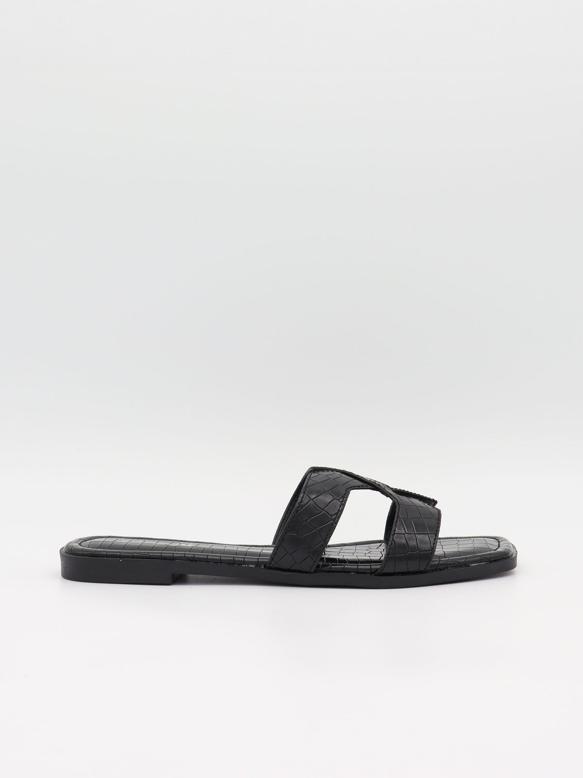 Paula sandals with crocodile print – Black