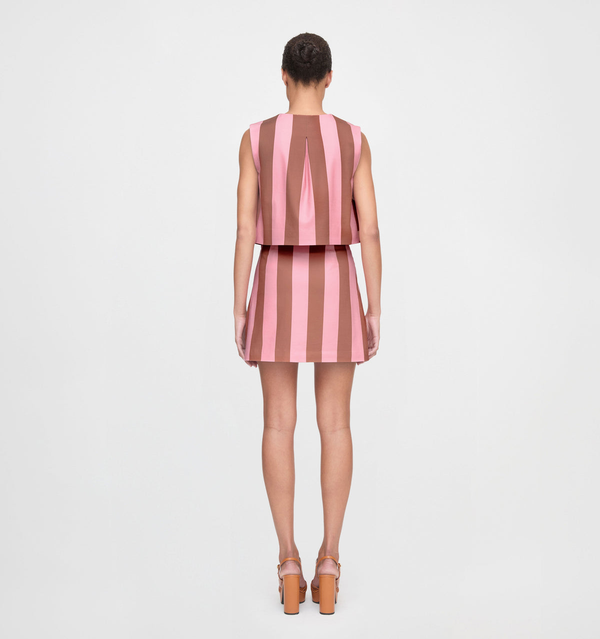 The Hallie Skirt - Coral Cabana Stripe