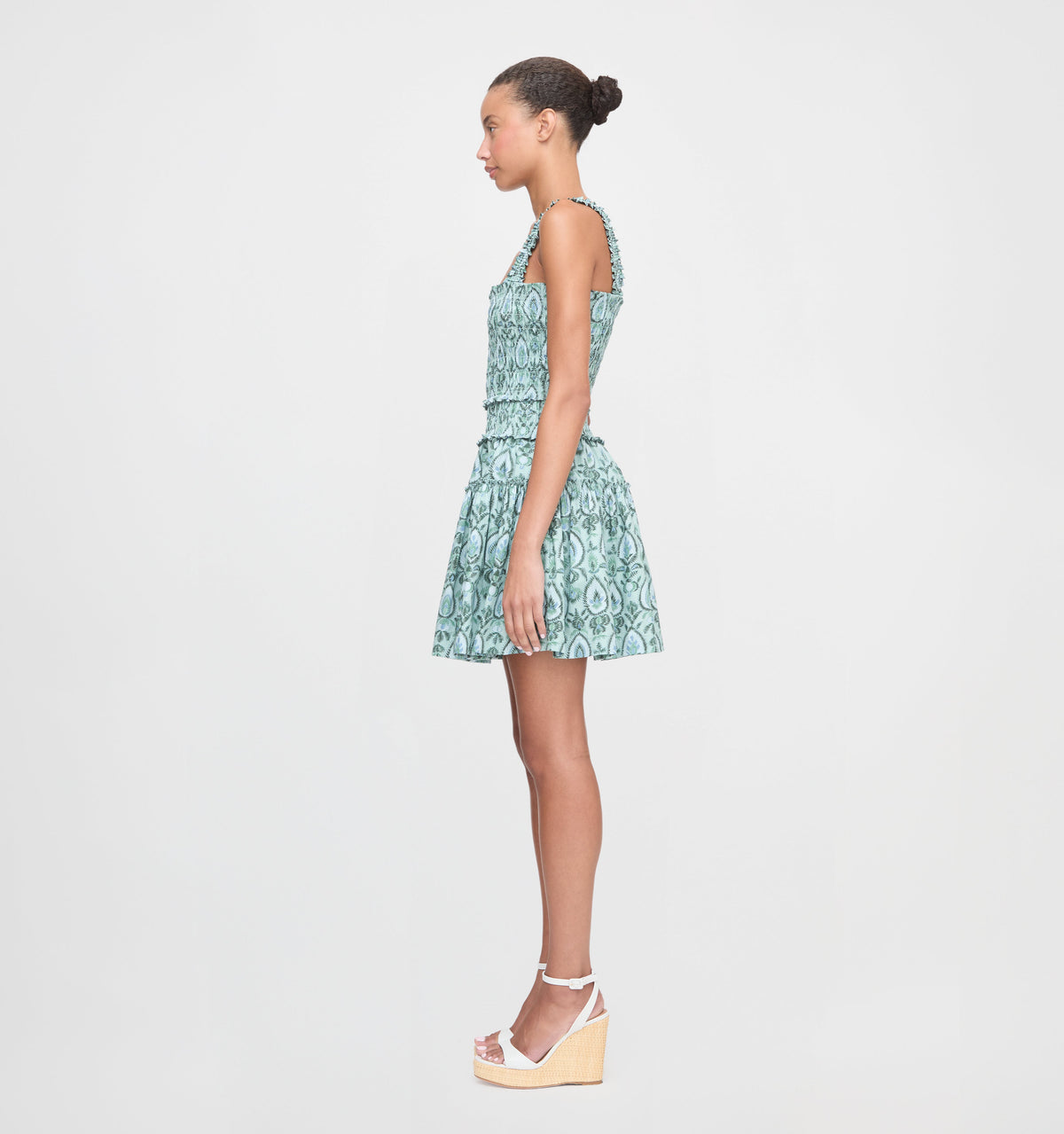 The Azalea Mini Nap Dress - Green Palm Ikat