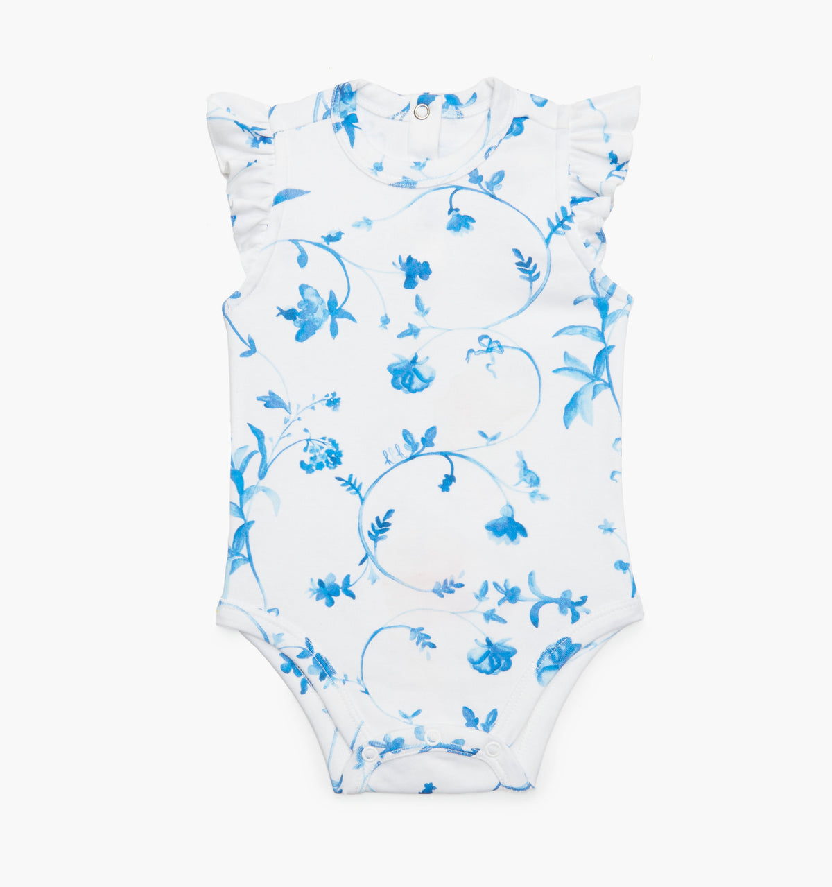 The Jillee Ruffle Onesie - Blue Botanical