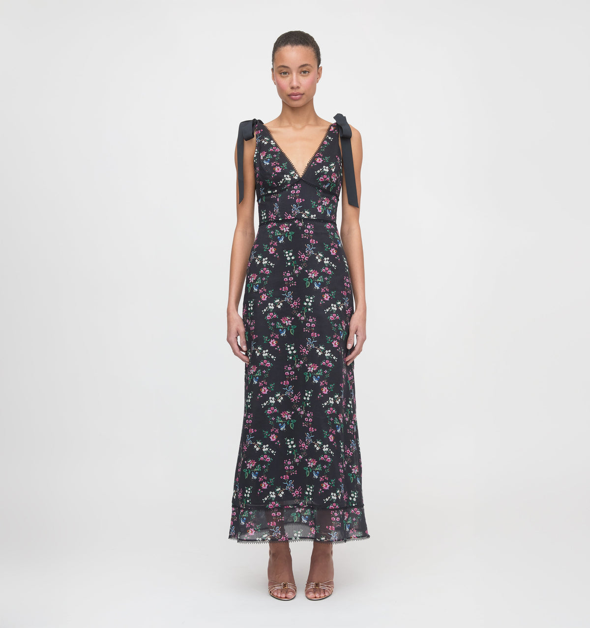 The Cassie Dress - Navy Scallop Bow Chintz