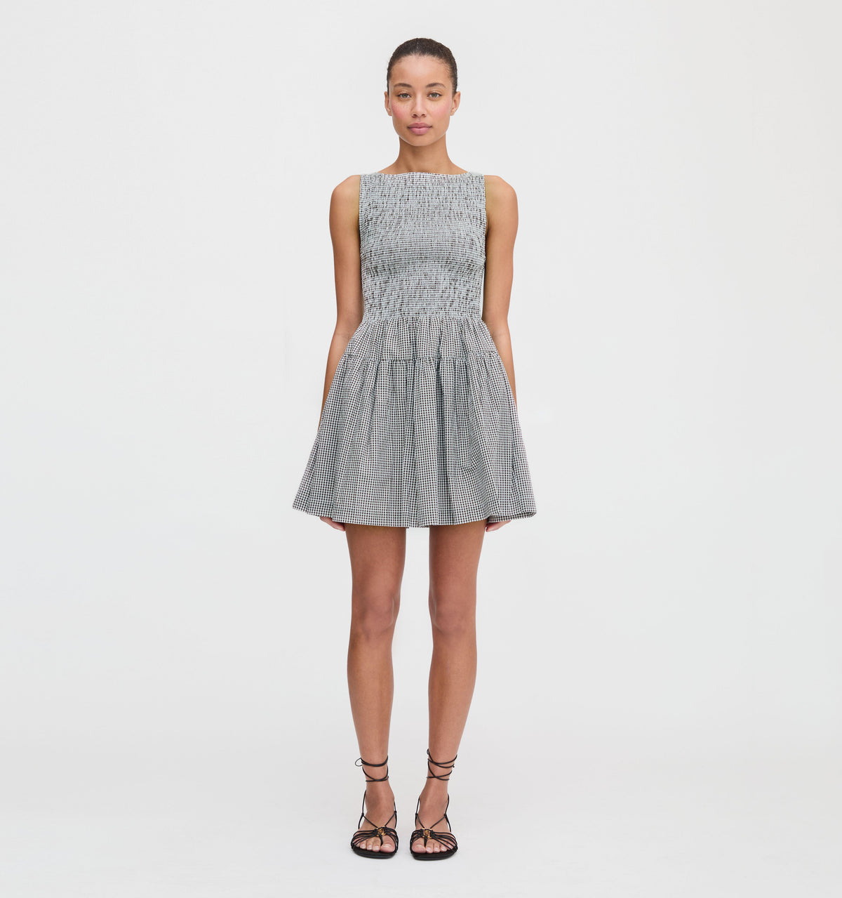 The Cosima Mini Nap Dress - Black/Sand Gingham