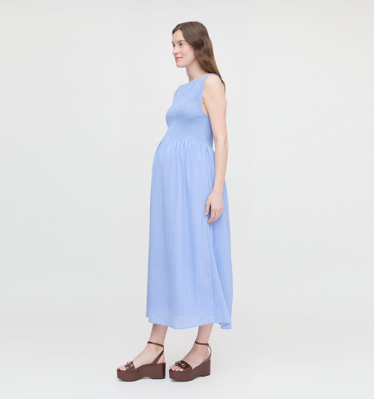 The Maternity Cosima Nap Dress - Bluebird