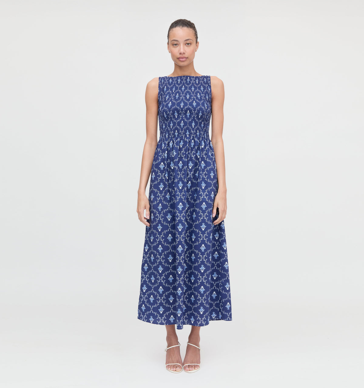 The Cosima Nap Dress - Navy Trellis