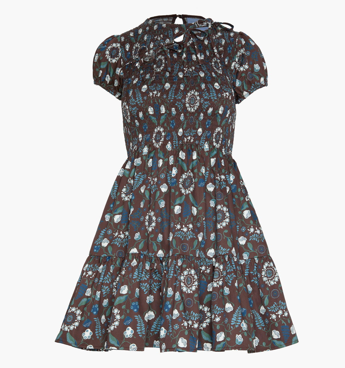 The Gia Mini Nap Dress - Chocolate Swedish Floral