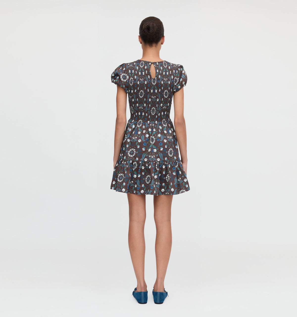 The Gia Mini Nap Dress - Chocolate Swedish Floral
