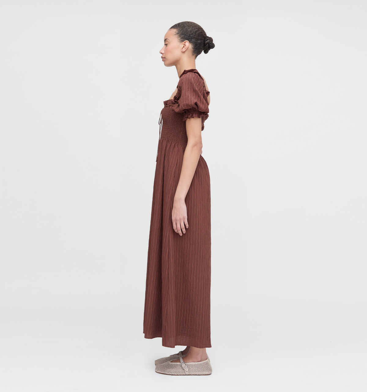The Scarlett Nap Dress - Chocolate Tonal Seersucker