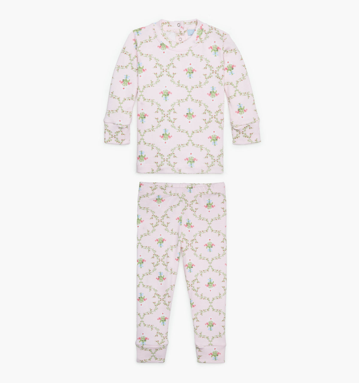 The Tiny Sully PJ Set - Light Pink Trellis