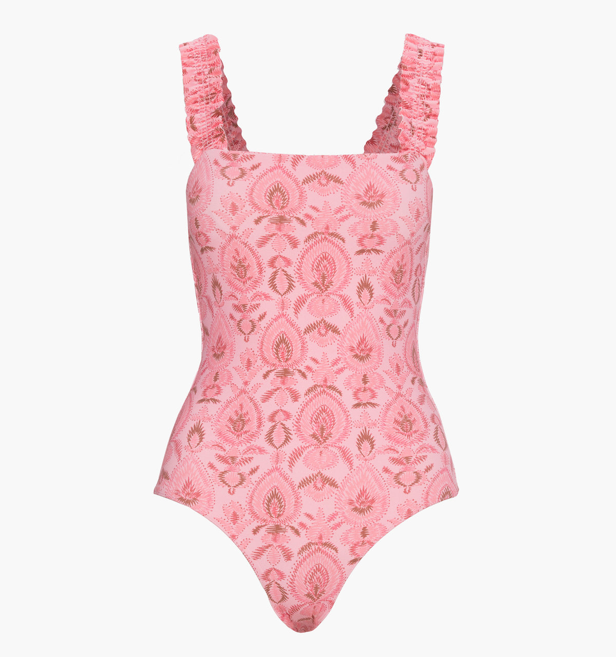 The Teagan One Piece - Pink Palm Ikat