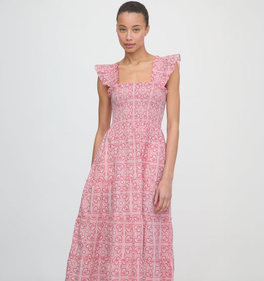 The Ellie Nap Dress - Red Patchwork Doily Heart