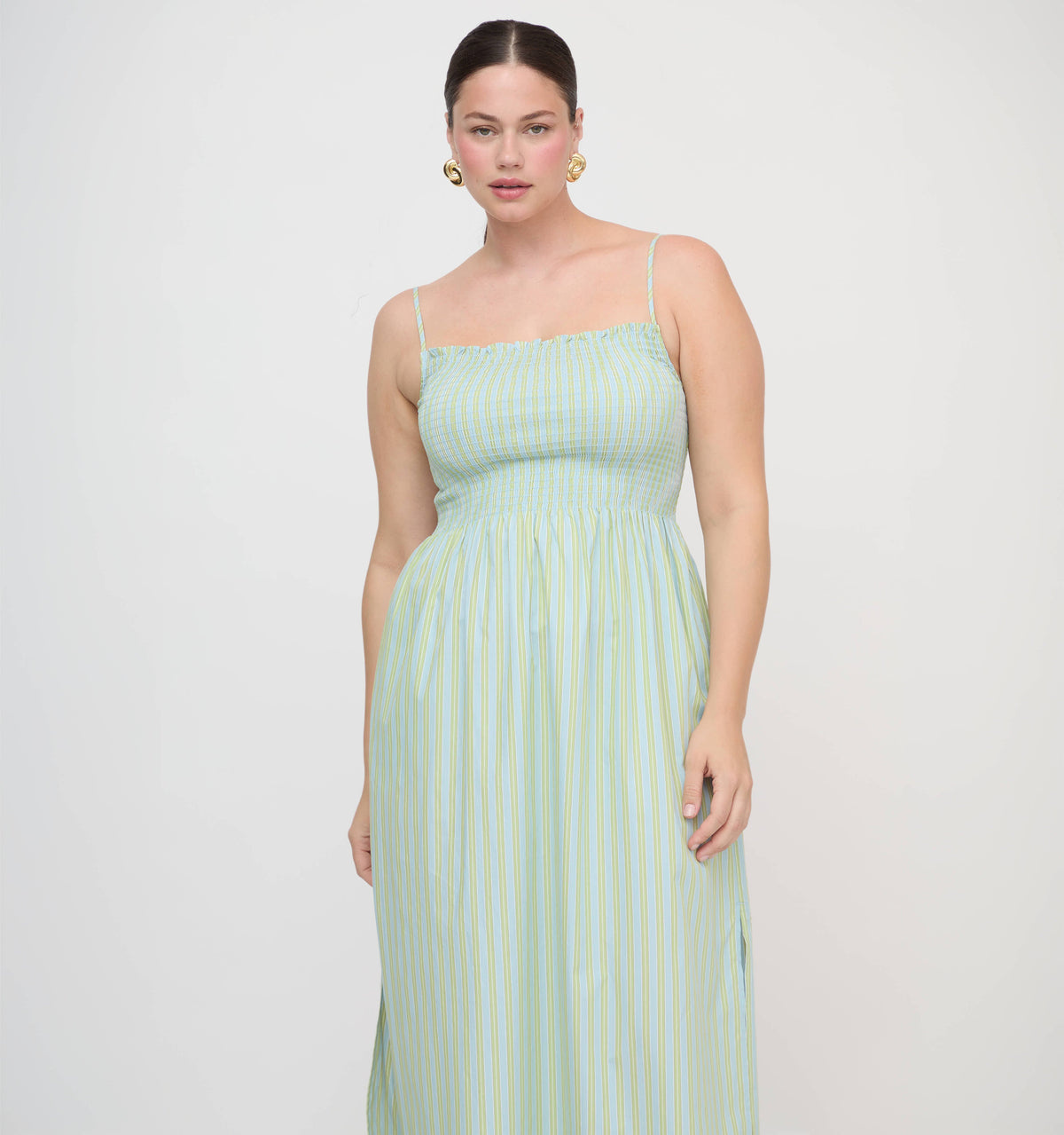 The Isabel Nap Dress - Blue/Green Stripe