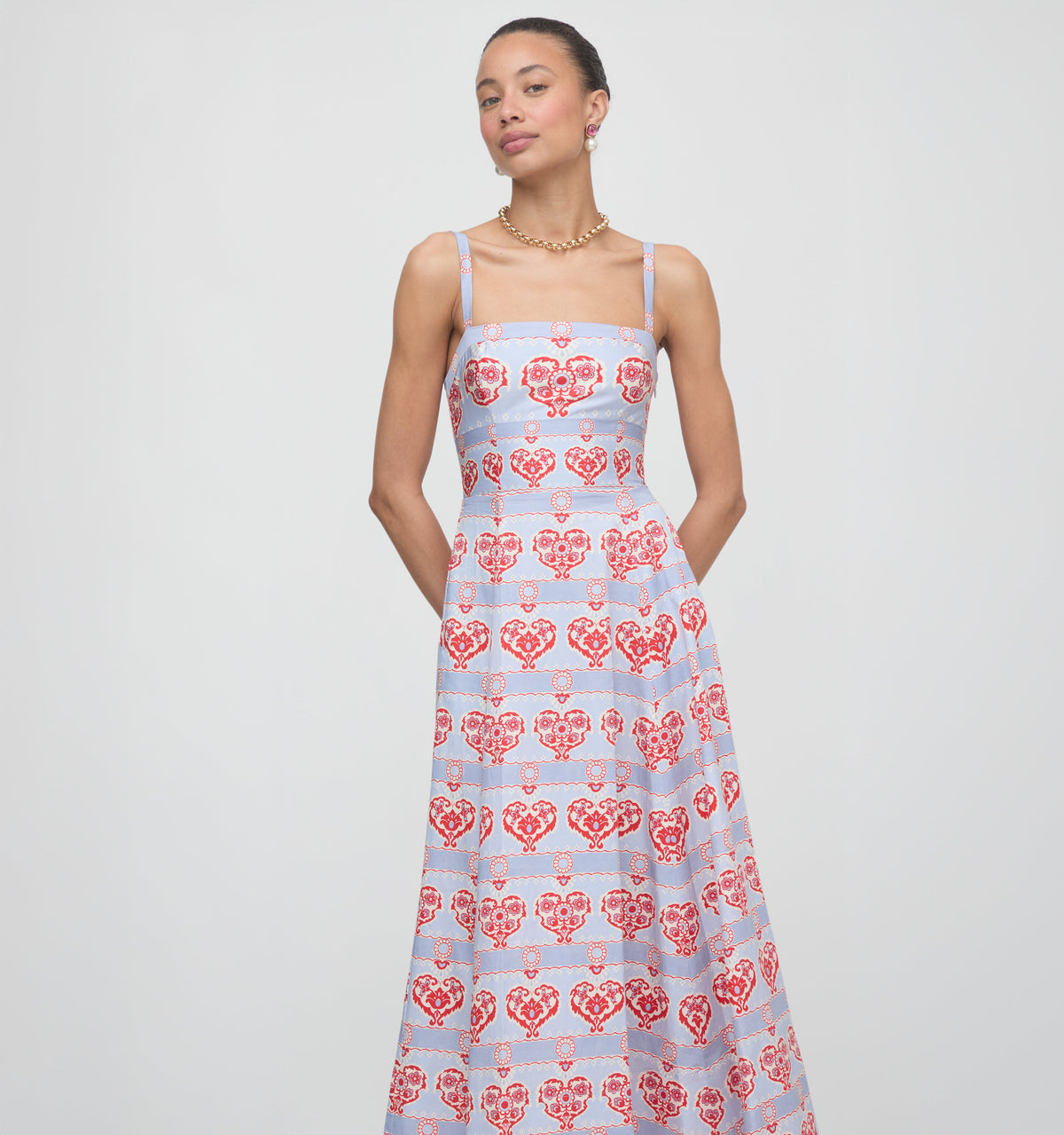 The Margot Dress - Poppy Damask Stripe