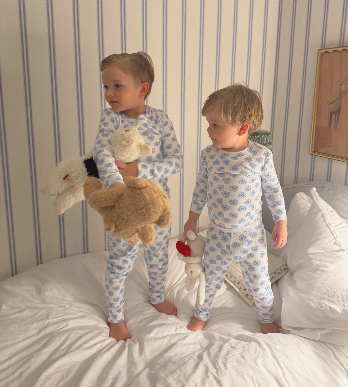 The Tiny Sully PJ Set - Blue Doily Heart