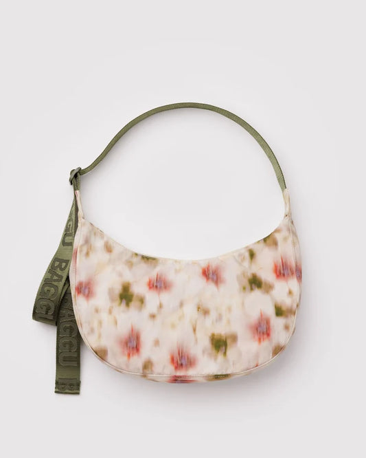 Abstract Floral Medium Crescent Bag
