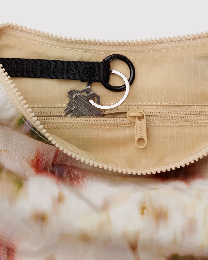 Abstract Floral Medium Crescent Bag
