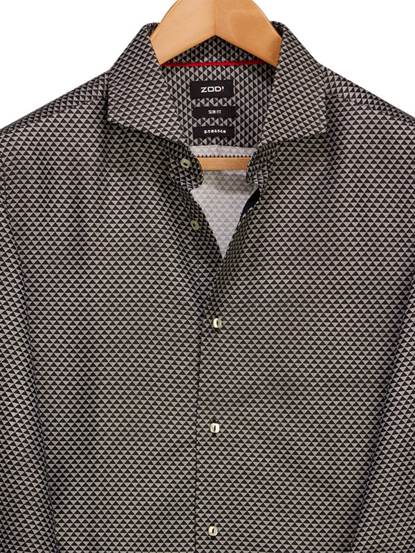 Alba Black Printed Full Sleeve Single Cuff Slim Fit Party Wear Blended Shirt