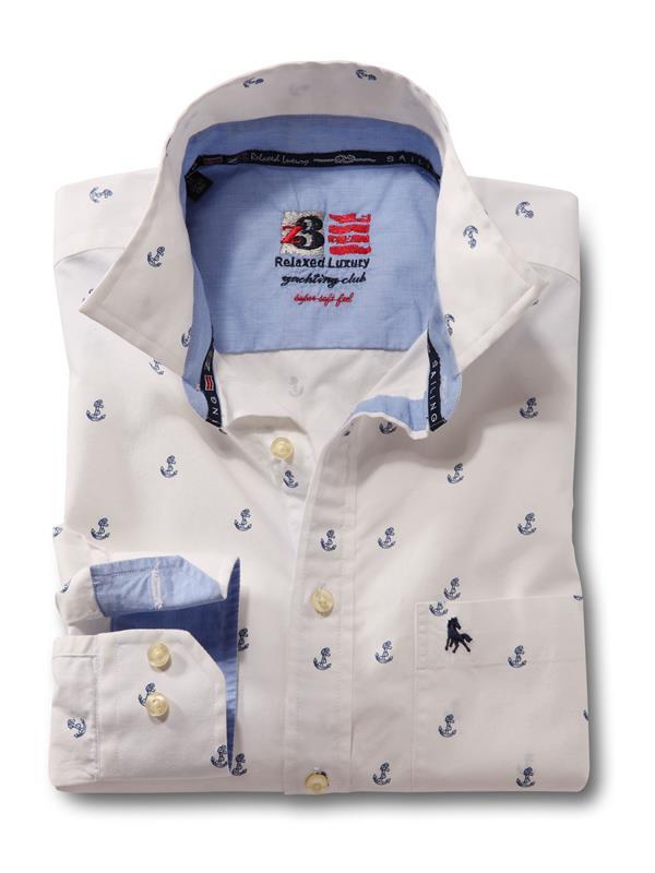 Anchors White Printed    Cotton Shirt