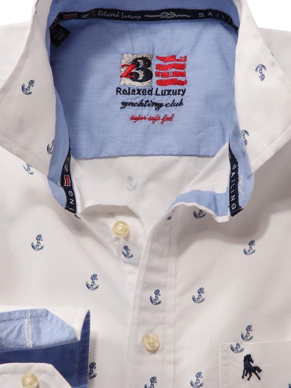 Anchors White Printed    Cotton Shirt