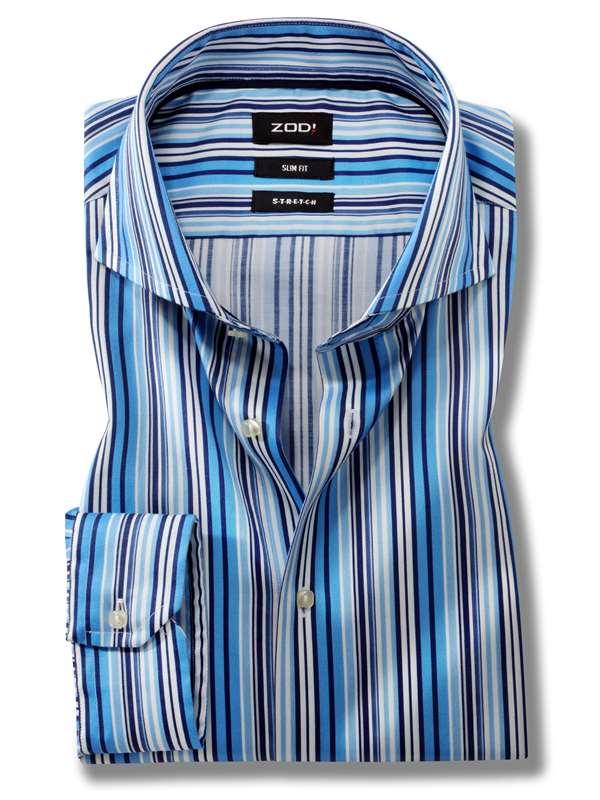 Antonio Blue Striped Full Sleeve Single Cuff Slim Fit Party Wear Blended Shirt