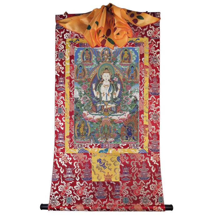 Chenrezig Image - Tibetan thangka painting, view 7