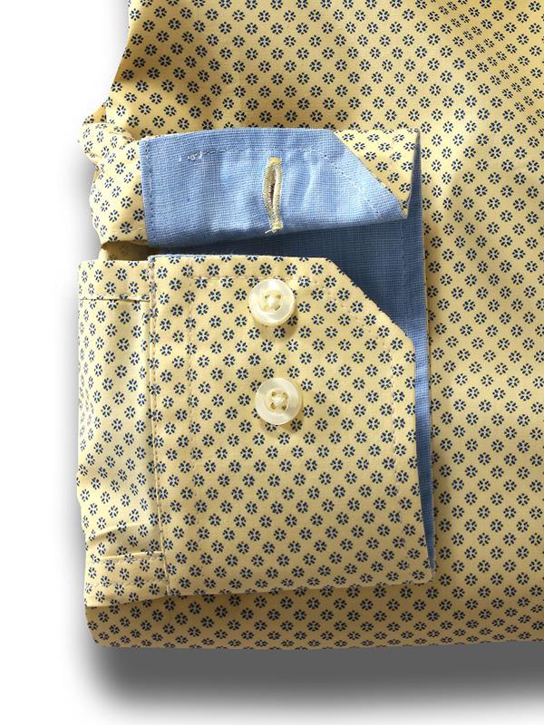 Barca Yellow Printed Full sleeve single cuff   Cotton Shirt