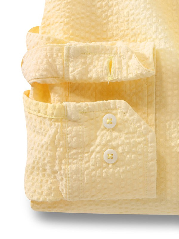 Berlin Seersucker Yellow Solid Full Sleeve Tailored Fit Casual Cotton Shirt