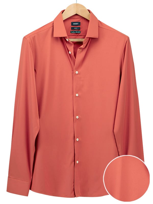 Beyer Rust Techno 4 Way Stretch Solid Full Sleeve Single Cuff Slim Fit Party Wear Blended Shirt