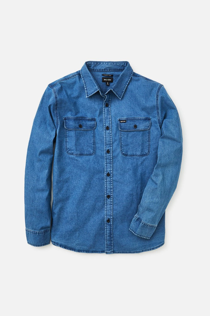 BRIXTON BOWERY LIGHTWEIGHT LONG SLEEVE CROSSOVER FLANNEL MENS SHIRT