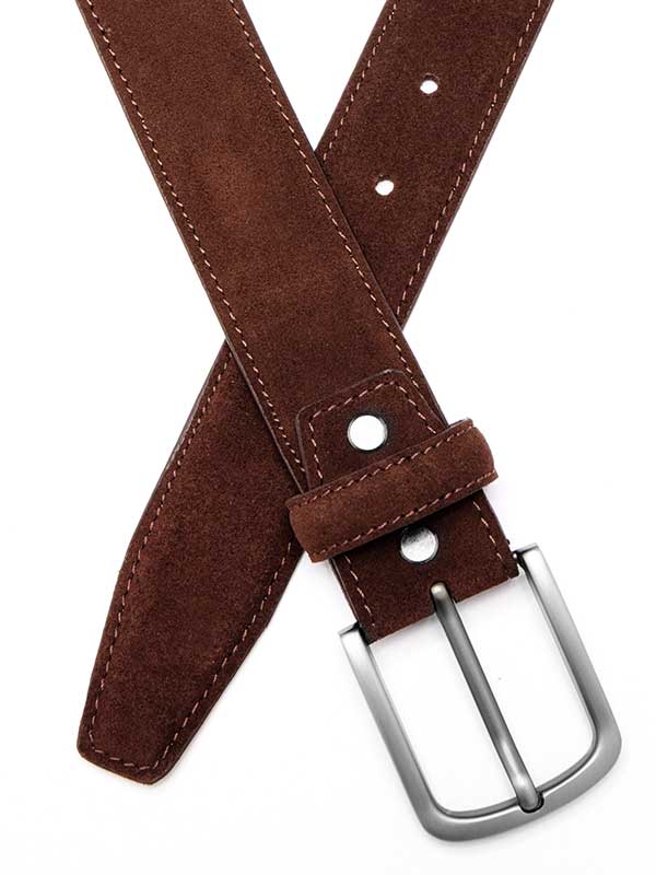 Brown Suede Plain Leather Belt