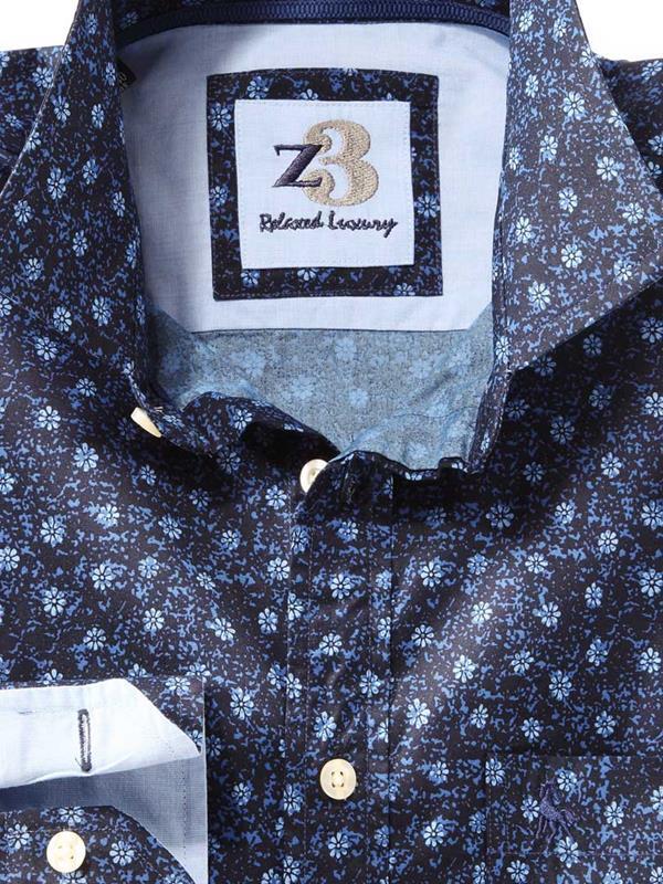 Bud Navy Printed    Cotton Shirt