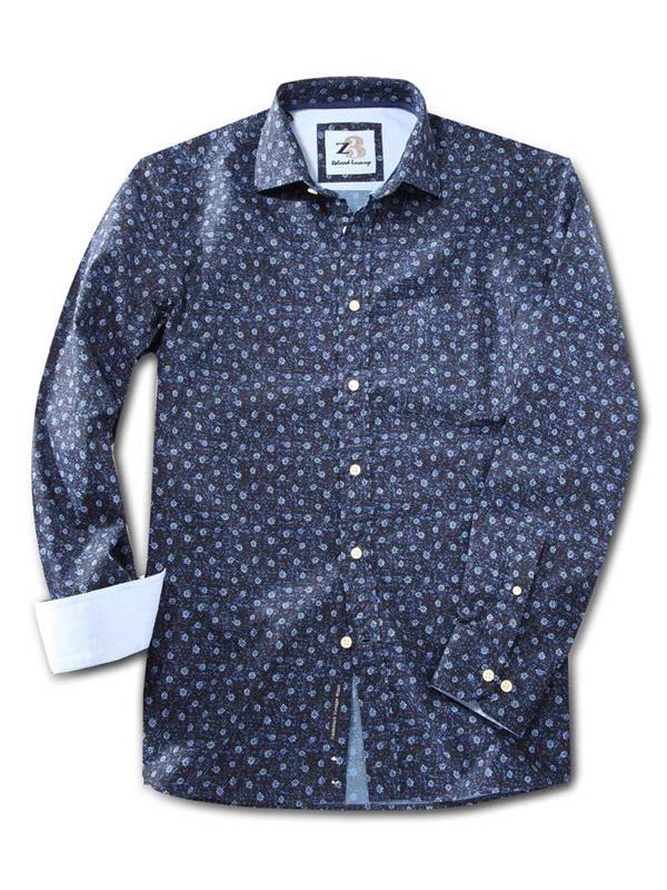 Bud Navy Printed    Cotton Shirt