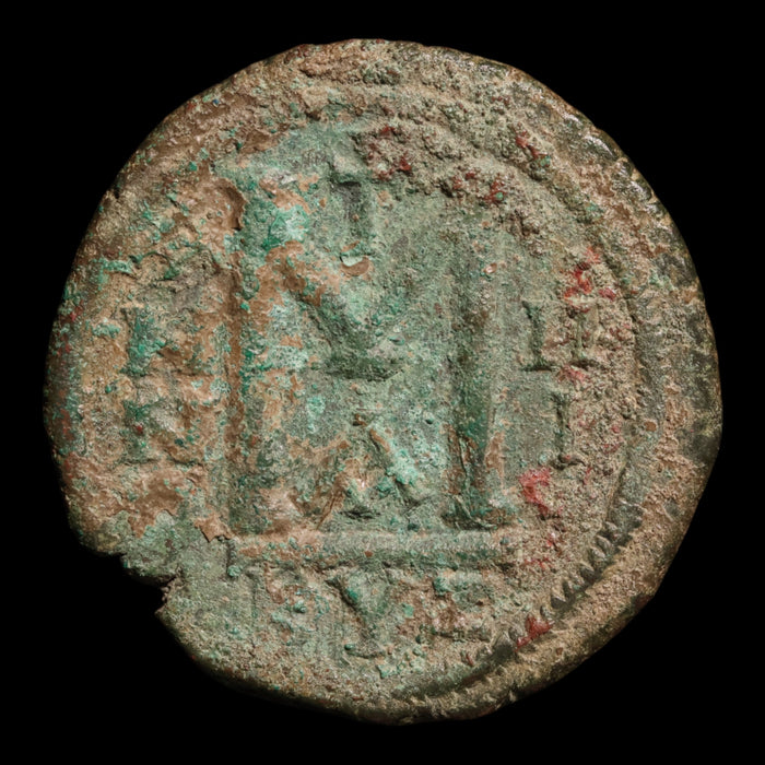 Byzantine Empire, Emperor Justin II (with Sophia), AE Follis - 567 to 568 CE - Byzantine Empire