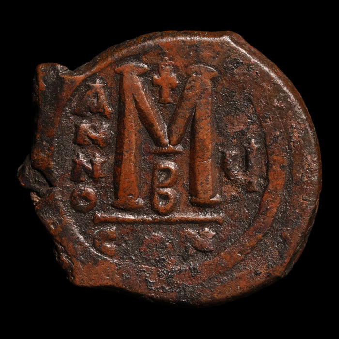 Byzantine Empire, Emperor Justin II (with Sophia), AE Follis - 570 to 571 CE - Byzantine Empire